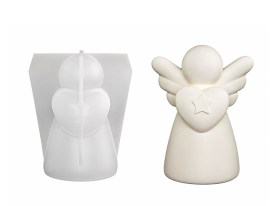 Molde silicona angelito con corazon y estrella